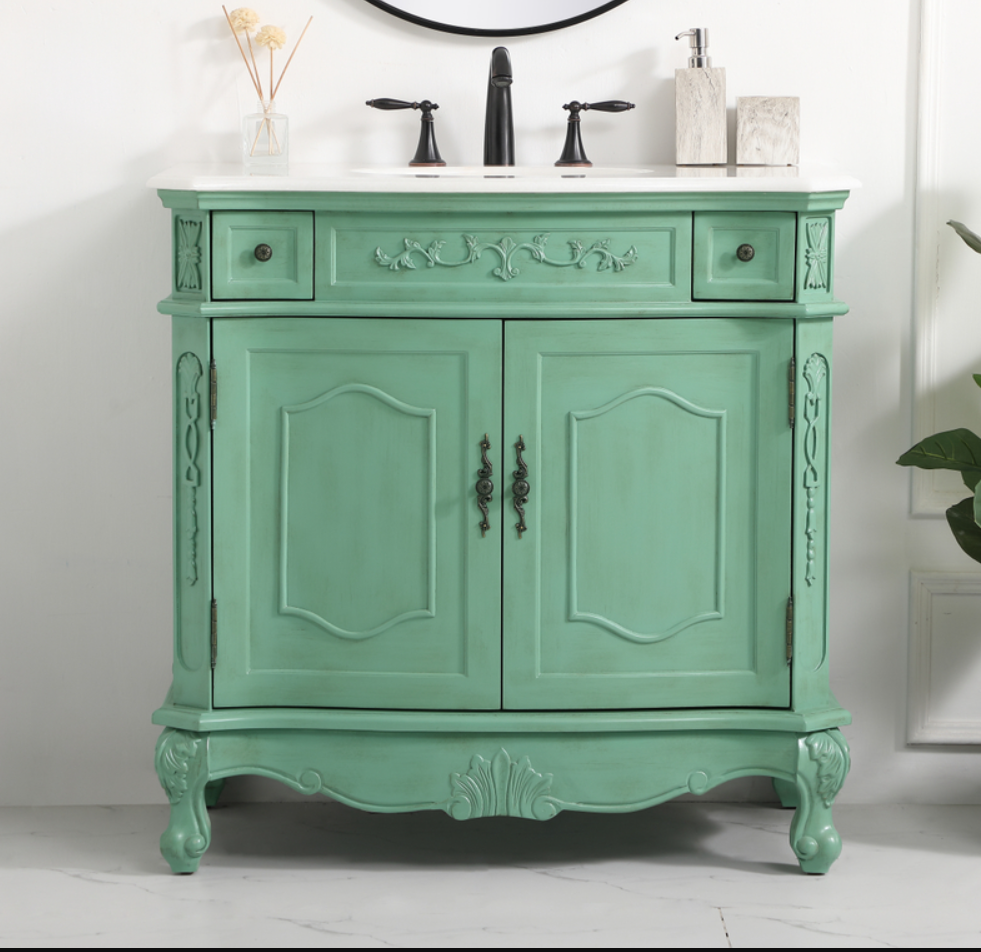 36 inch Adelina Single Bathroom Vanity in Vintage Mint