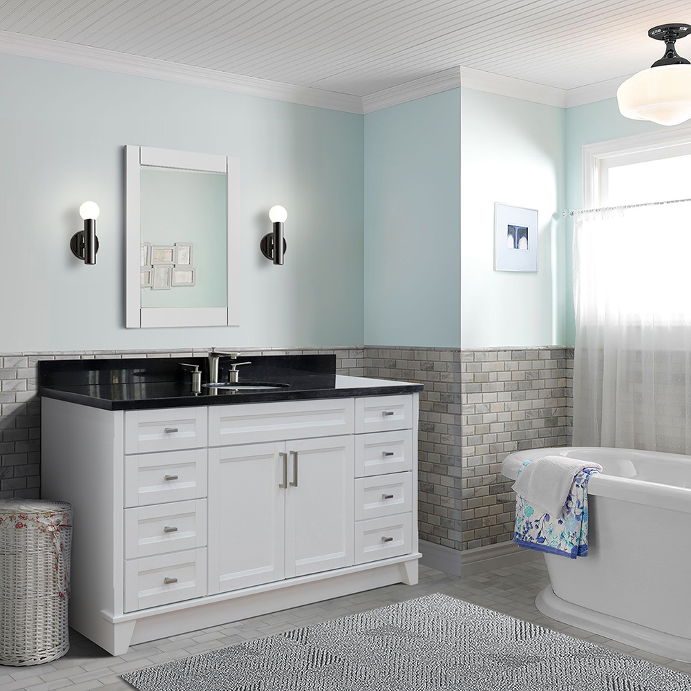 61" Single Sink Vanity in White Finish with Countertop and Sink Options