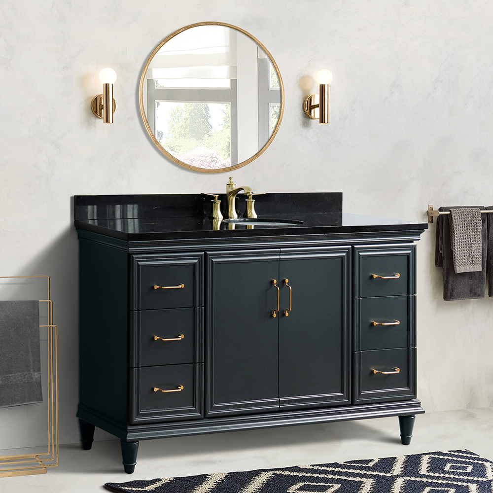 61" Single Sink Bathroom Vanity in Dark Gray Finish with Countertop and Sink Options