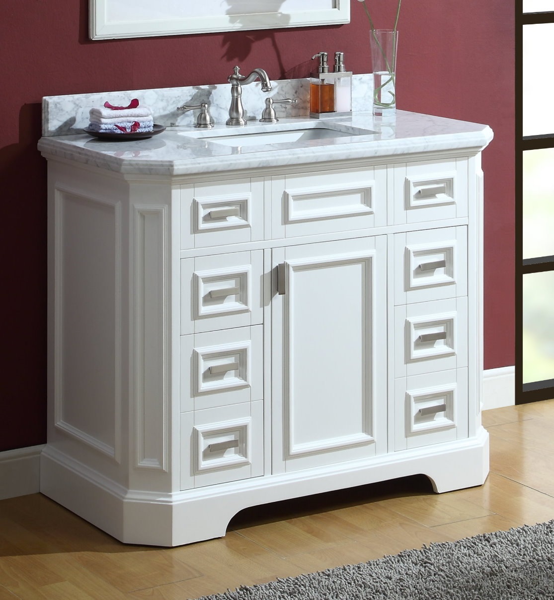Adelina 42" Carrara Marble White Bathroom Sink Vanity