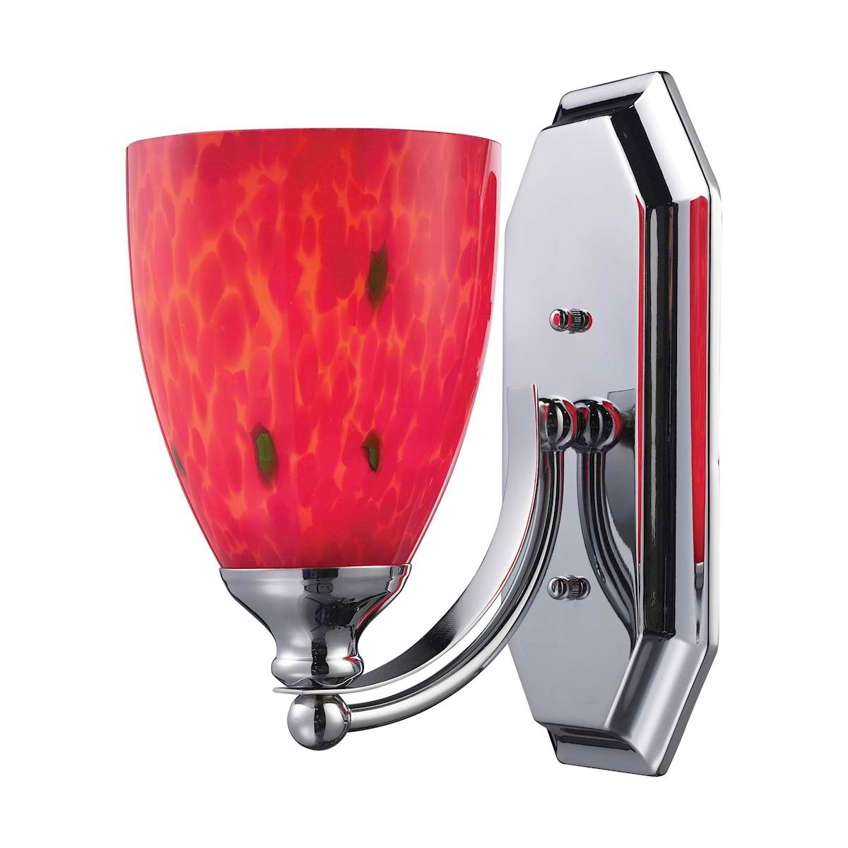 Vanity 1 Light Chrome Finish with Fire Red Glass