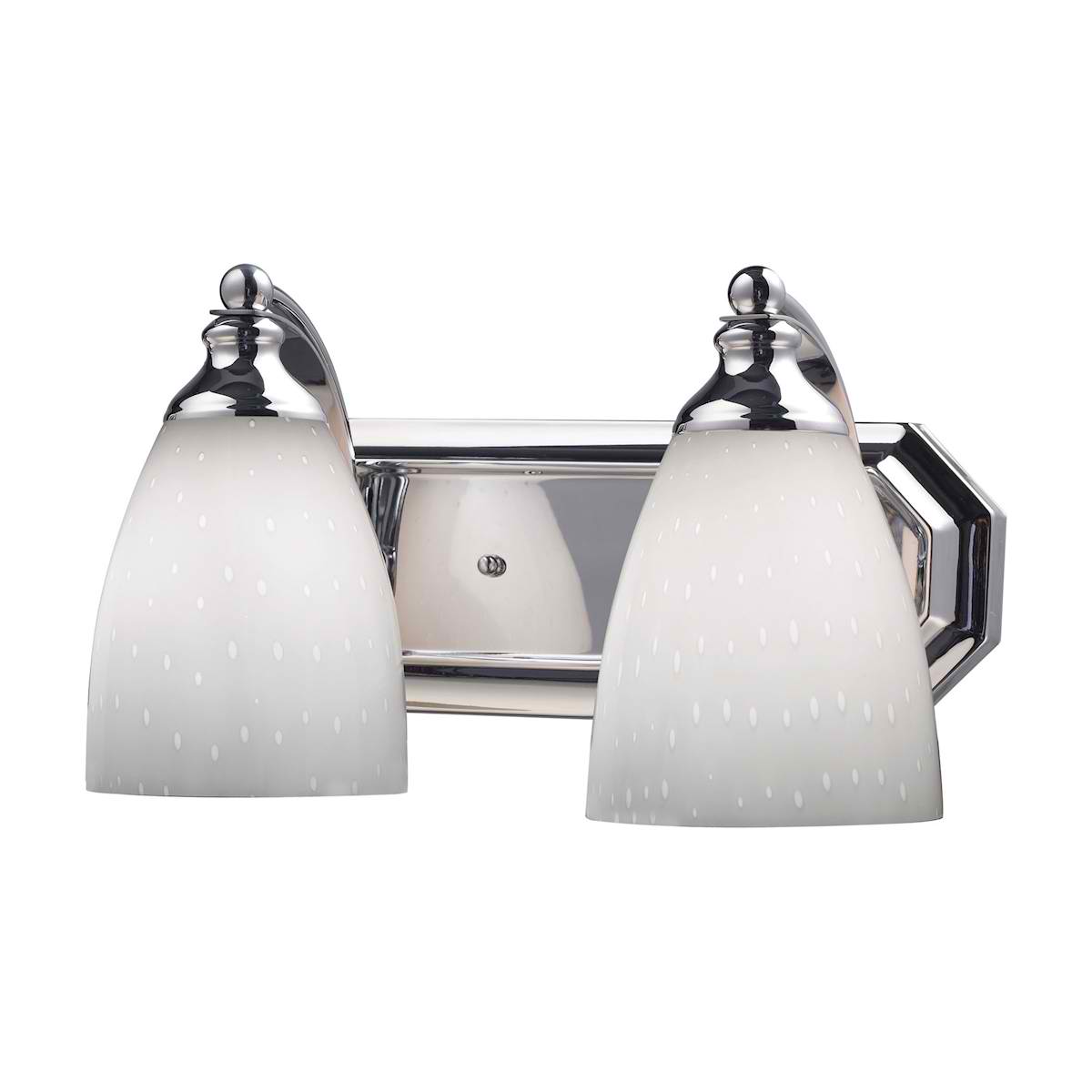 Vanity 2 Light Chrome with Simple White Glass