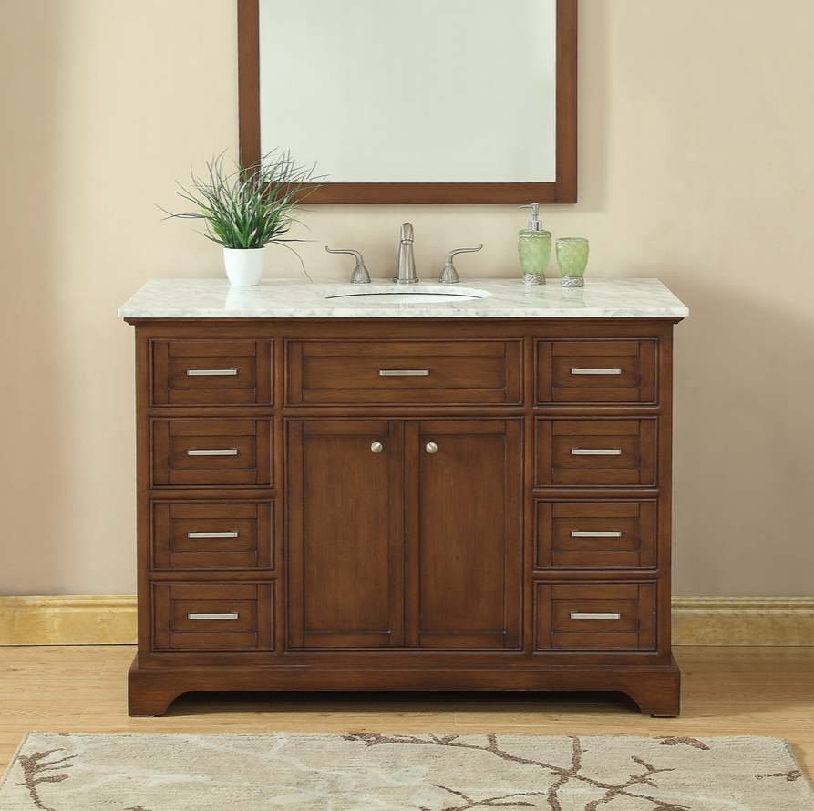 48 In. Modern Fitting Single Bathroom Vanity Set In Teak