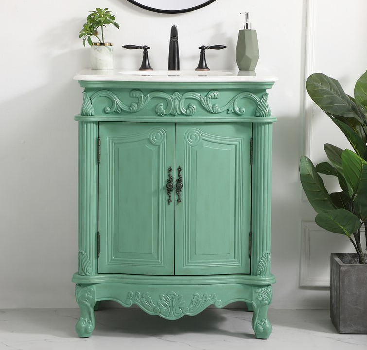 27 inch Adelina Single Bathroom Vanity in Vintage Mint