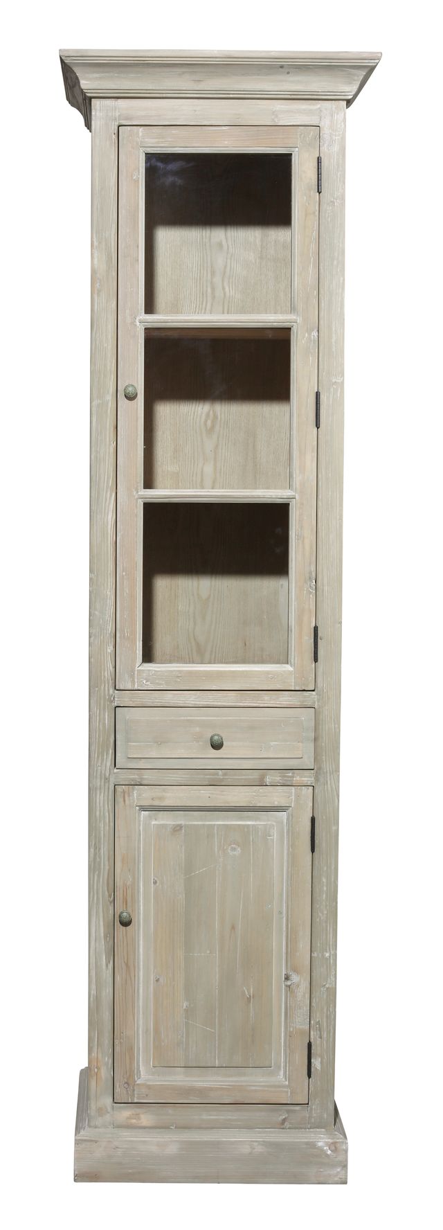 Two-Door Cabinet in Wash Pine Finish with Flat Front Top