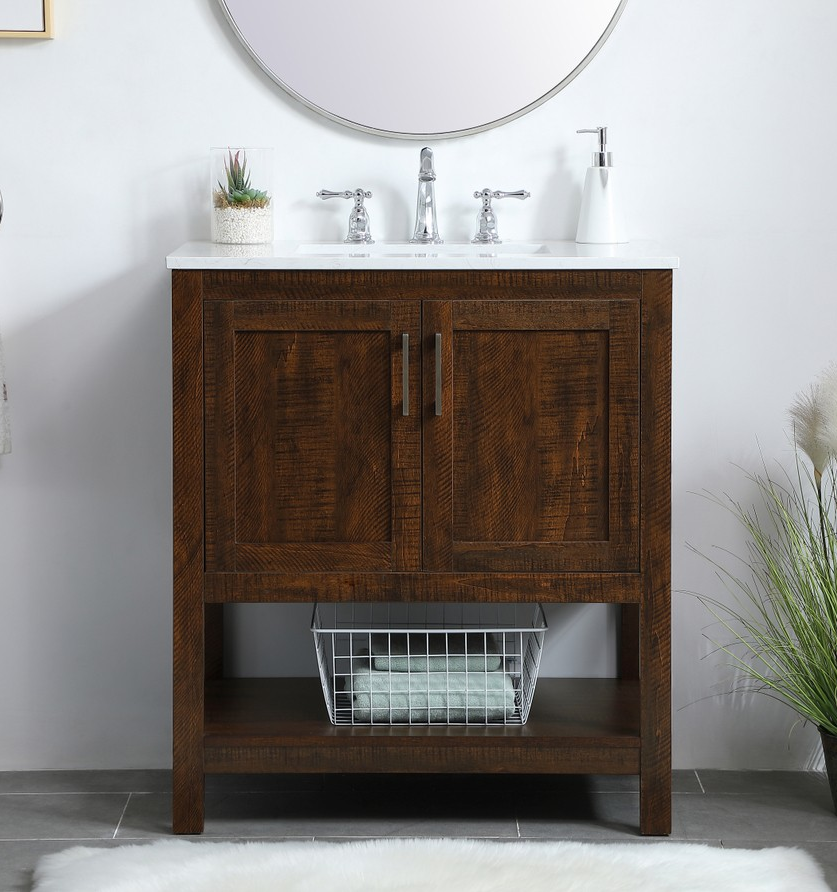 30 inch Modern Fitting Single Bathroom Vanity in Espresso with Backsplash Option