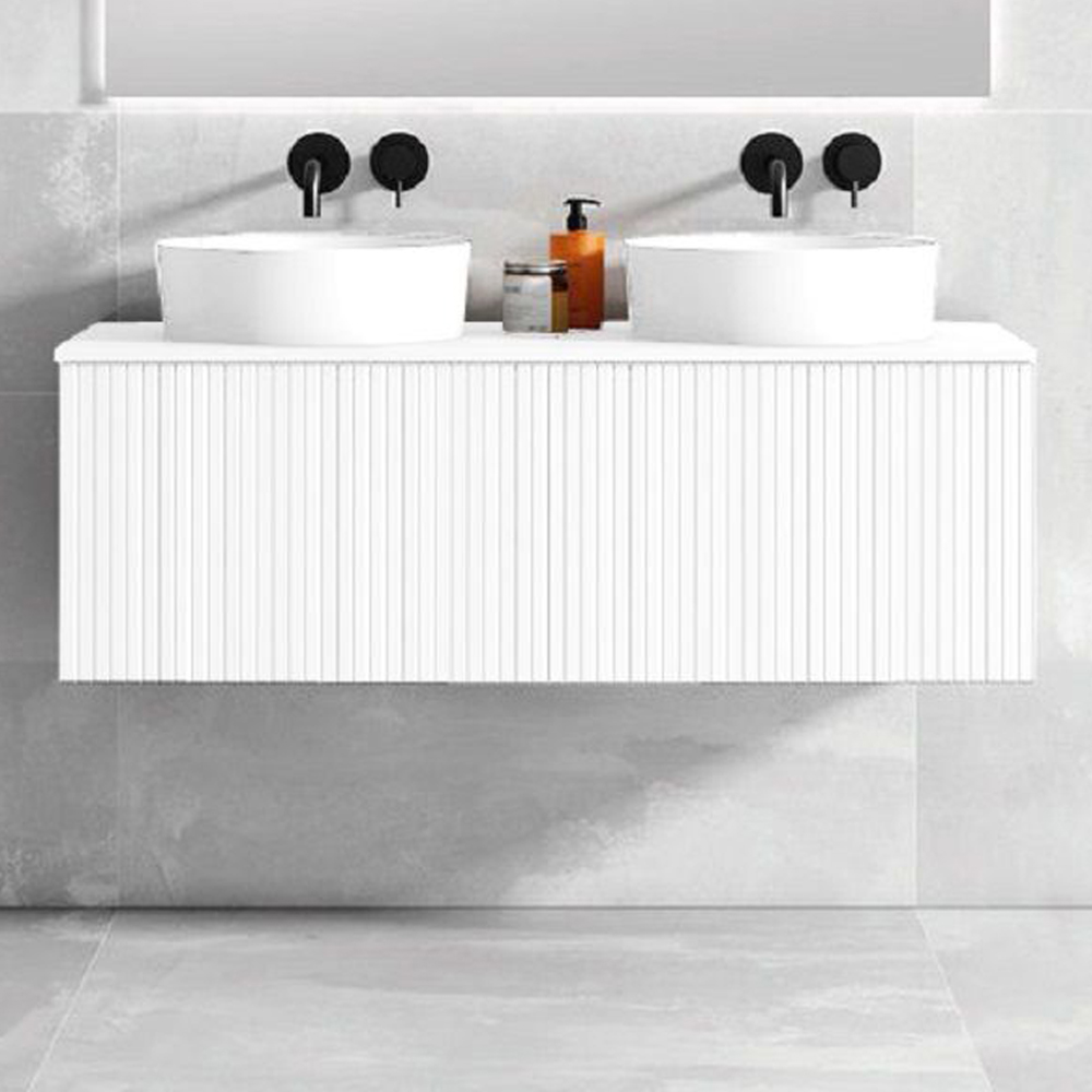 48" Bright White Wall Mount Bath Vanity with Linen Cabinet Option Made in Spain