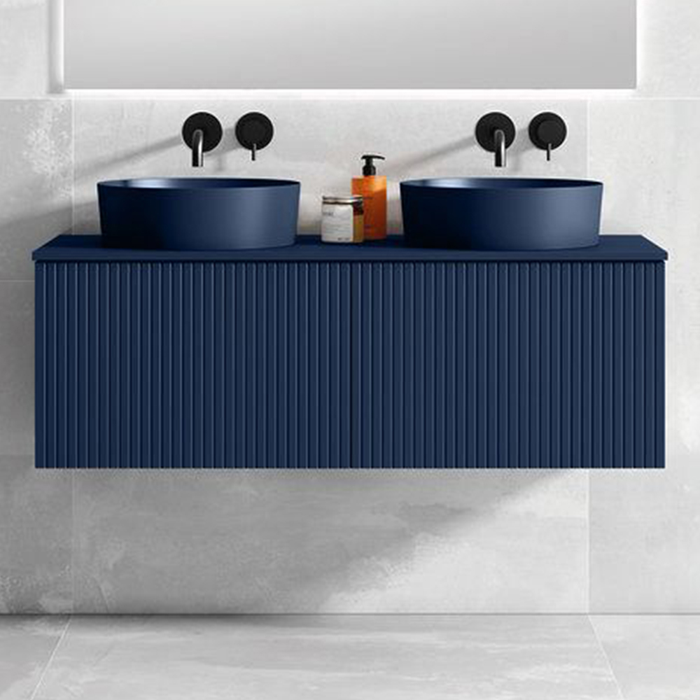 48" Royal Blue Wall Mount Bath Vanity with Linen Cabinet Option Made in Spain