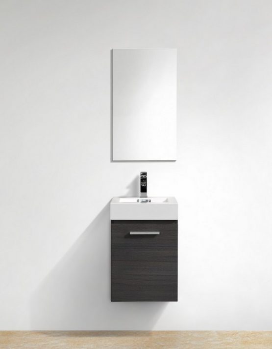 Modern Lux 16" High Gloss Gray Oak Wall Mount Modern Bathroom Vanity