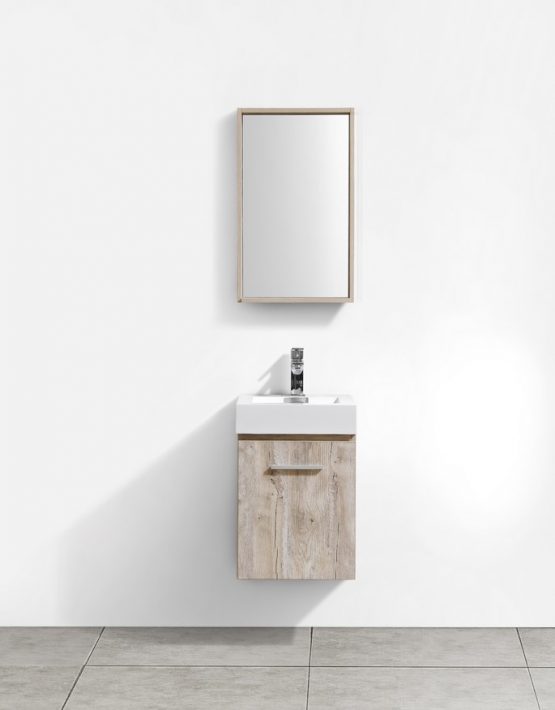 Modern Lux 16" Nature Wood Wall Mount Modern Bathroom Vanity