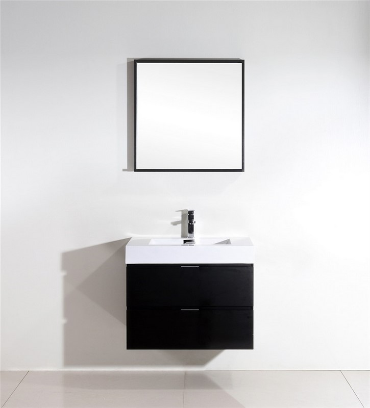 Modern Lux 30" Black Wall Mount Modern Bathroom Vanity