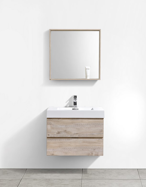 Modern Lux 30" Natural Wood Wall Mount Modern Bathroom Vanity