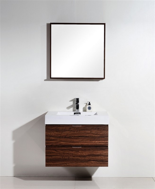 Modern Lux 30" Walnut Wall Mount Modern Bathroom Vanity