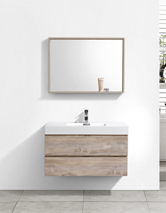 Modern Lux 40" Nature Wood Wall Mount Modern Bathroom Vanity