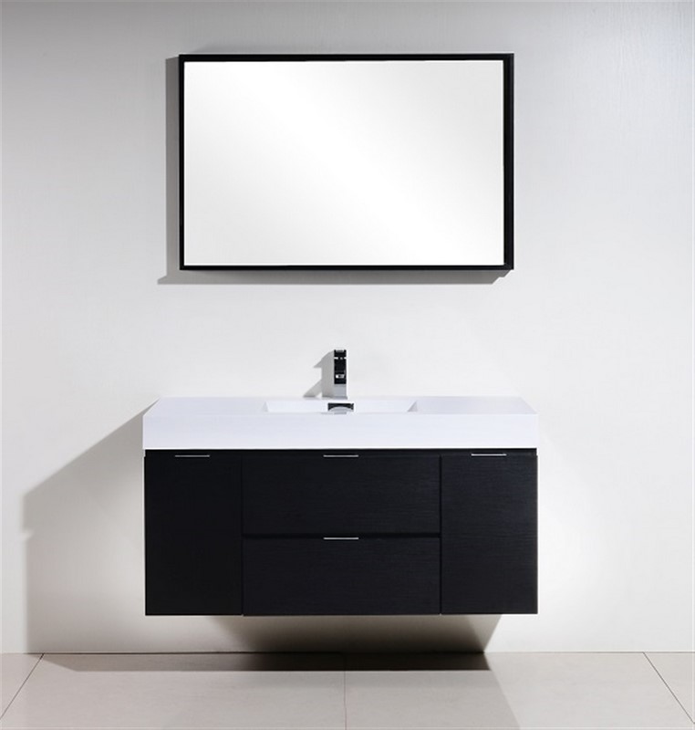 Modern Lux 48" Black Wall Mount Modern Bathroom Vanity
