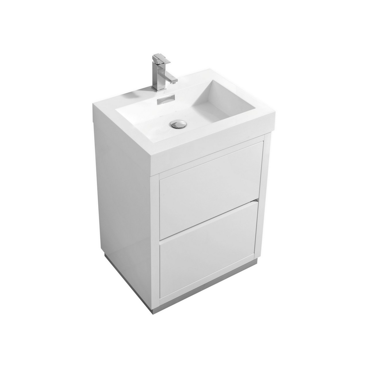 Modern Lux 24" High Gloss White Free Standing Modern Bathroom Vanity