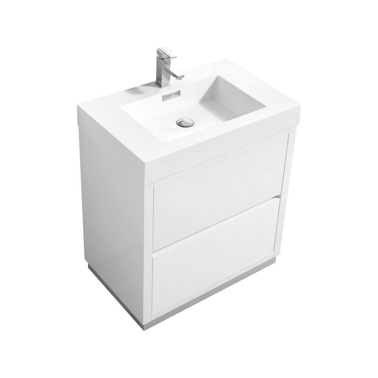 Modern Lux 30" High Gloss White Free Standing Modern Bathroom Vanity