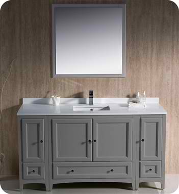 60" Traditional Bathroom Vanity Gray Finish
