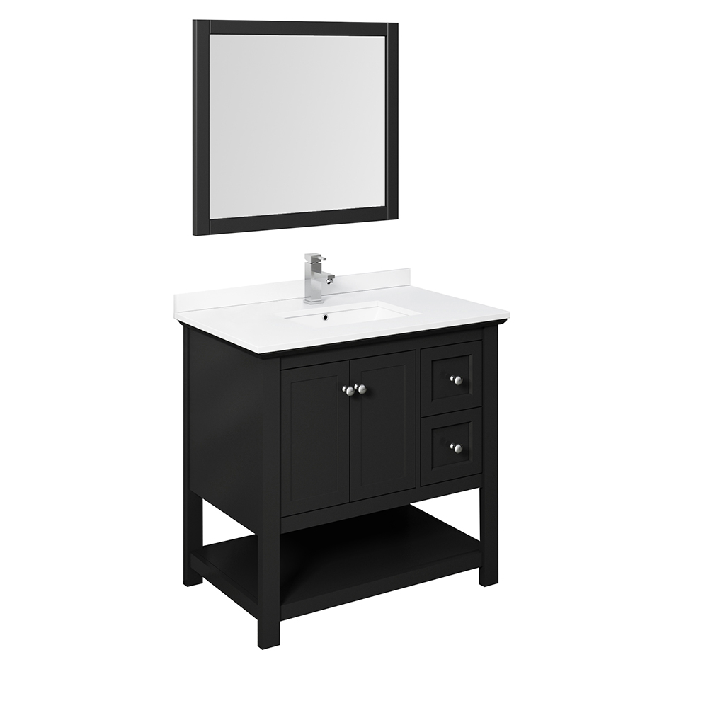 36" Traditional Bathroom Vanity with Mirror and Color Options