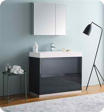 40" Free Standing Modern Bathroom Vanity with Medicine Cabinet, Faucets and Color Option