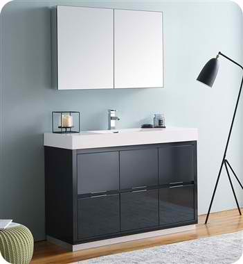 48" Free Standing Modern Bathroom Vanity with Medicine Cabinet, Faucets and Color Option