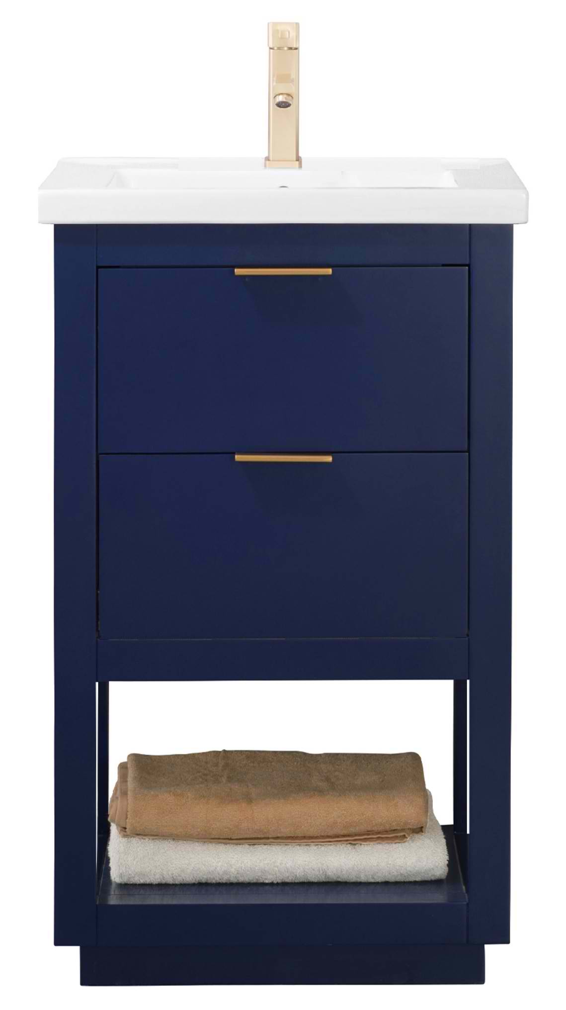 Modern 20" Single Sink Vanity with Porcelain Integrated Counterop and Sink in Blue Finish