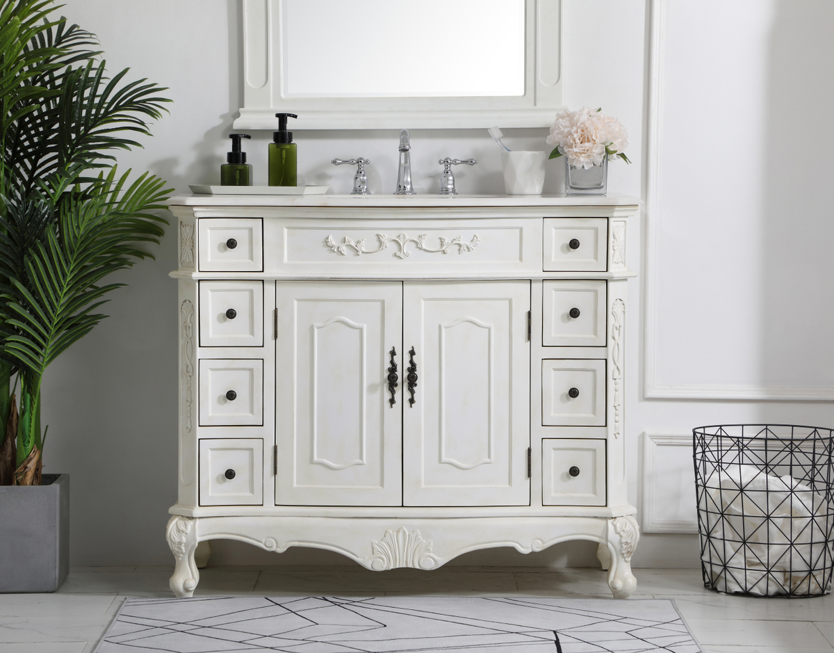 42 inch Adelina Single Bathroom Vanity in Antique White