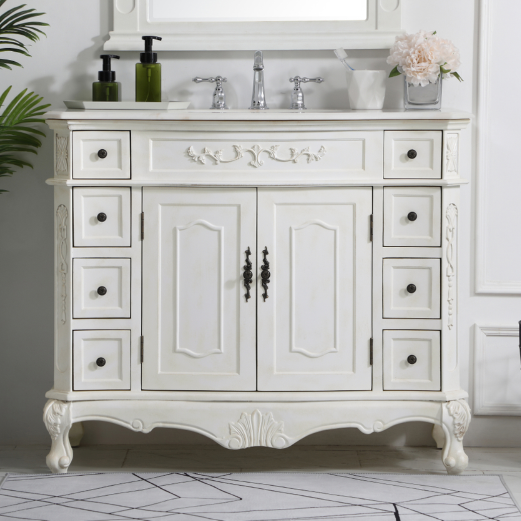 42 inch Adelina Single Bathroom Vanity in Antique White