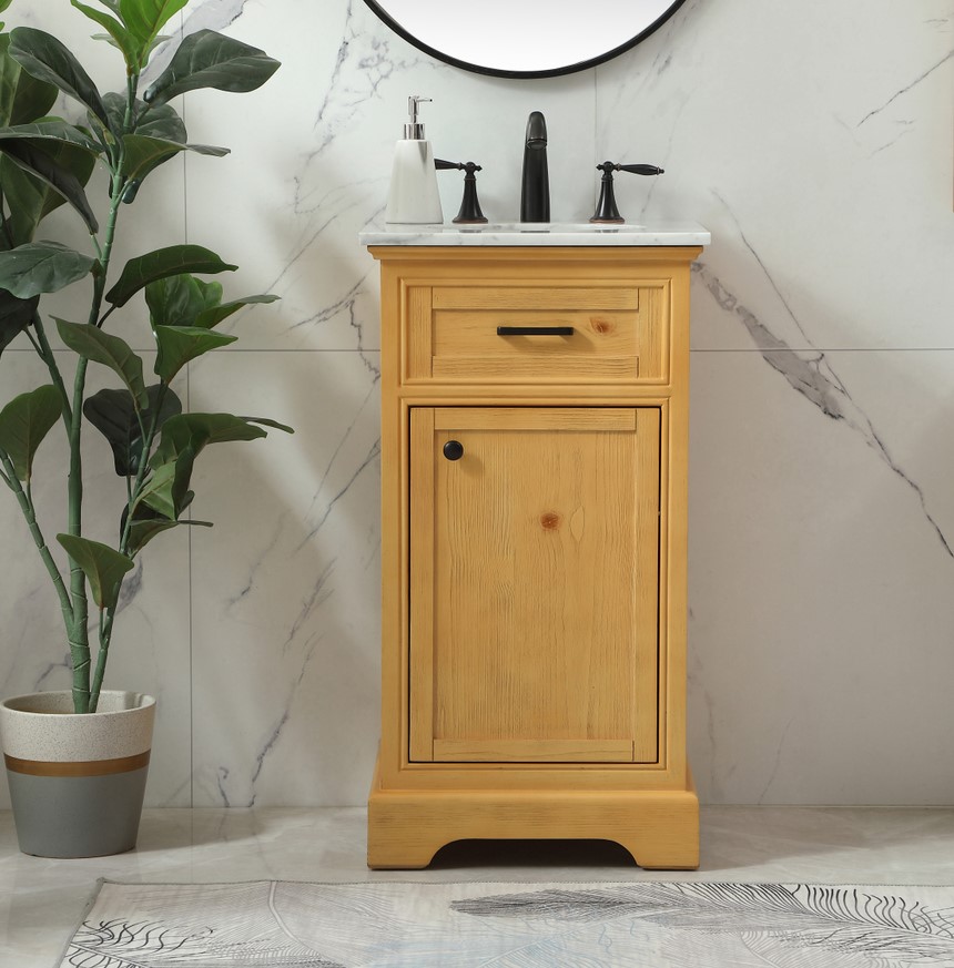 19 inch Modern Fitting Single Bathroom Vanity in Natural Wood