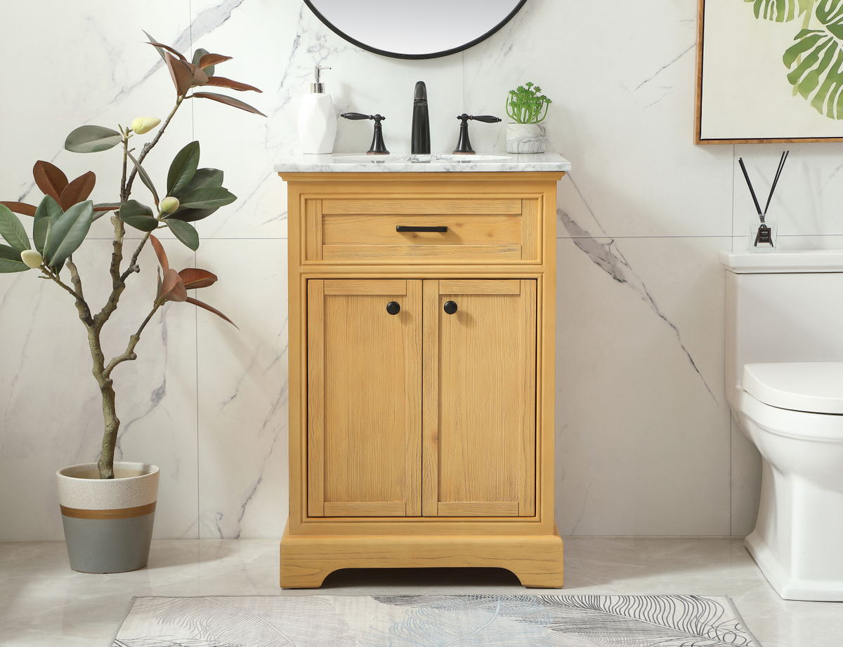 24 inch Modern Fitting Single Bathroom Vanity in Natural Wood