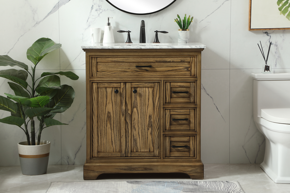 32 inch Modern Fitting Single Bathroom Vanity in Driftwood