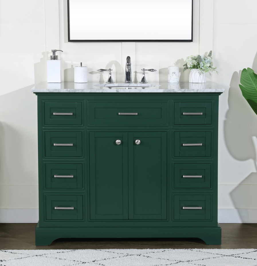 42 inch Modern Fitting Single Bathroom Vanity in Green