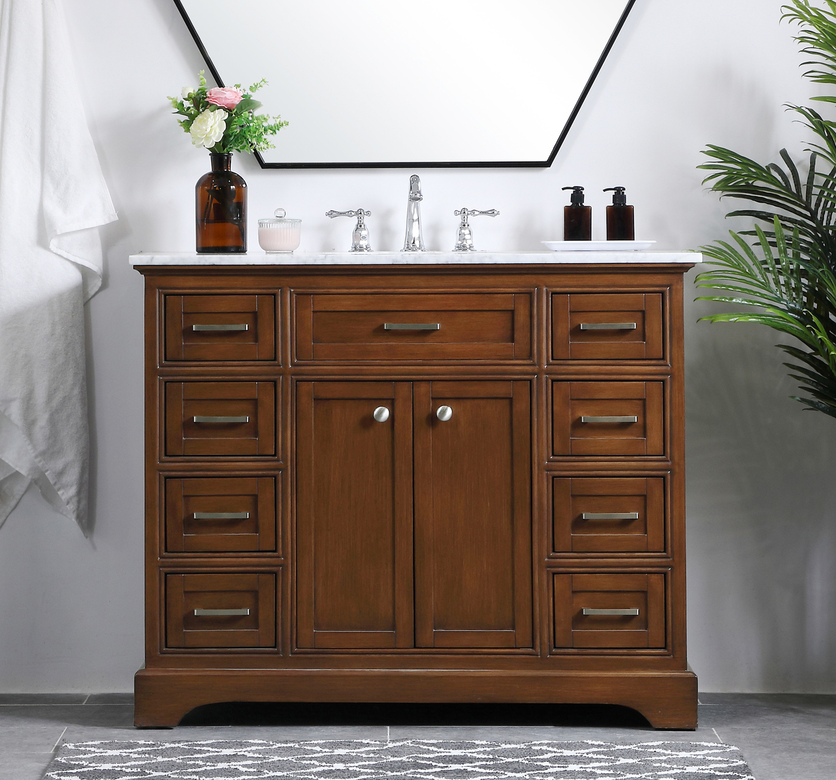 42 in. Modern Fitting Single Bathroom Vanity set in Teak