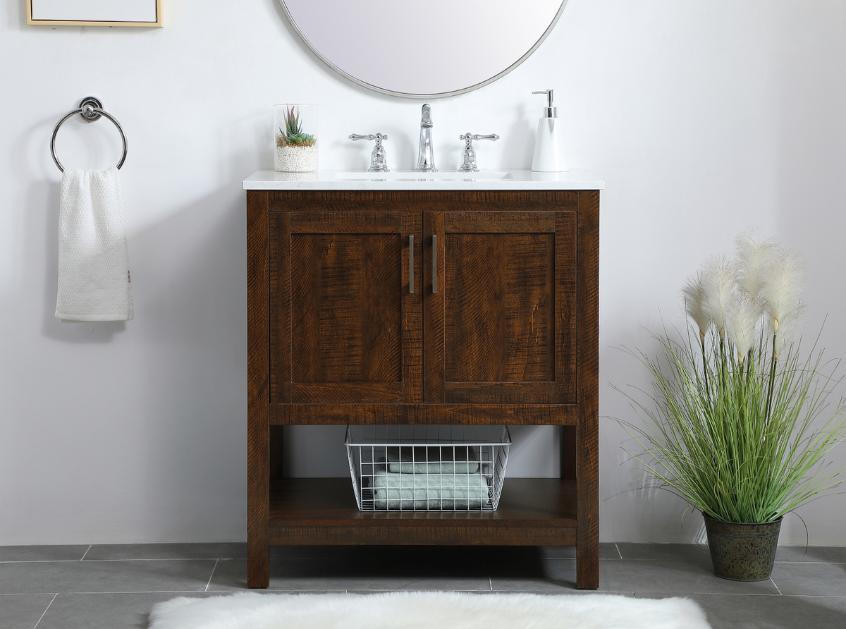 30 inch Modern Fitting Single Bathroom Vanity in Espresso with Backsplash Option