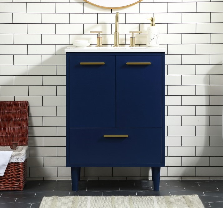 24 inch Modern Fitting Bathroom Vanity in Blue