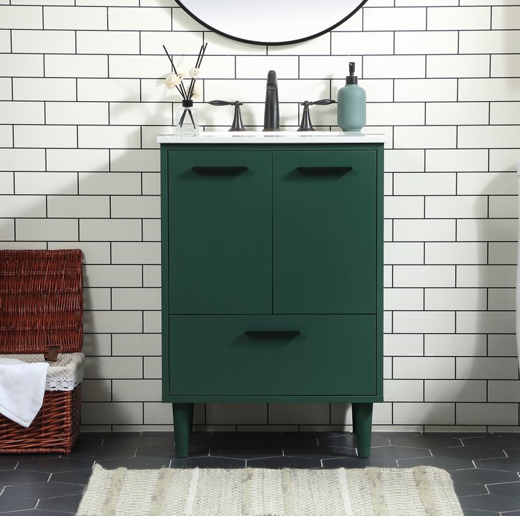 24 inch Modern Fitting Bathroom Vanity in Green