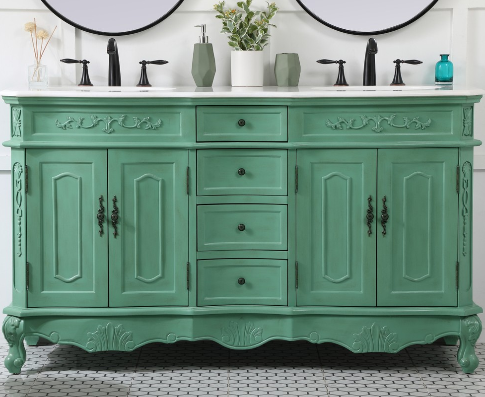 60 inch Adelina Double Bathroom Vanity in Vintage Mint