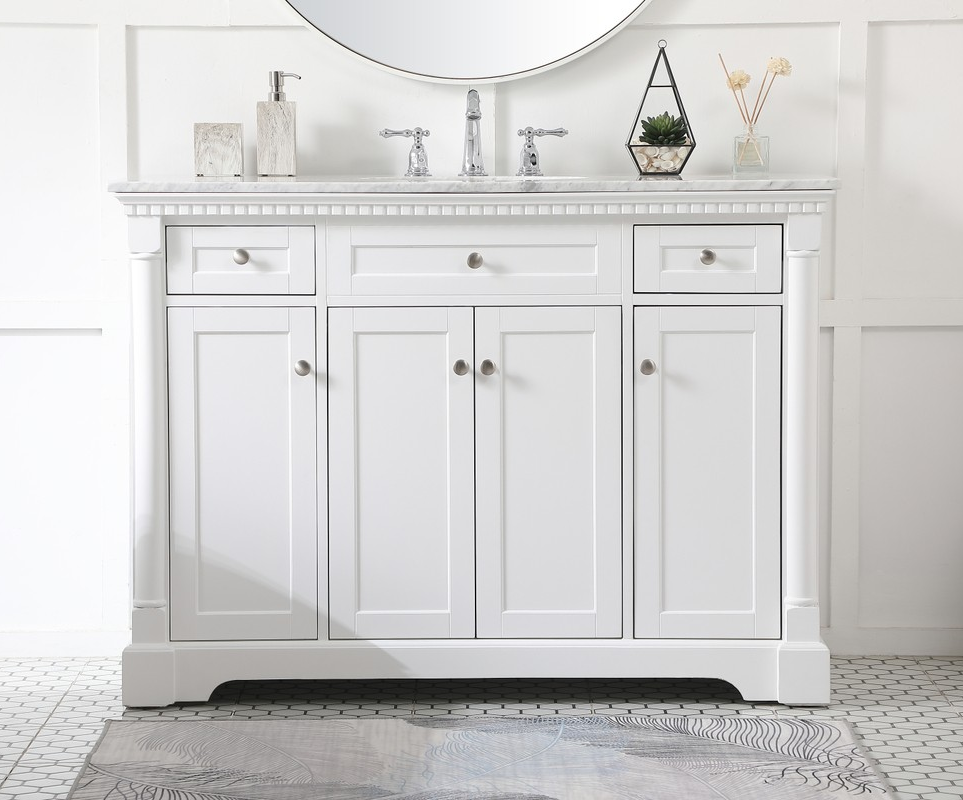 48 inch Single Bathroom Vanity in White with Two Finish Options