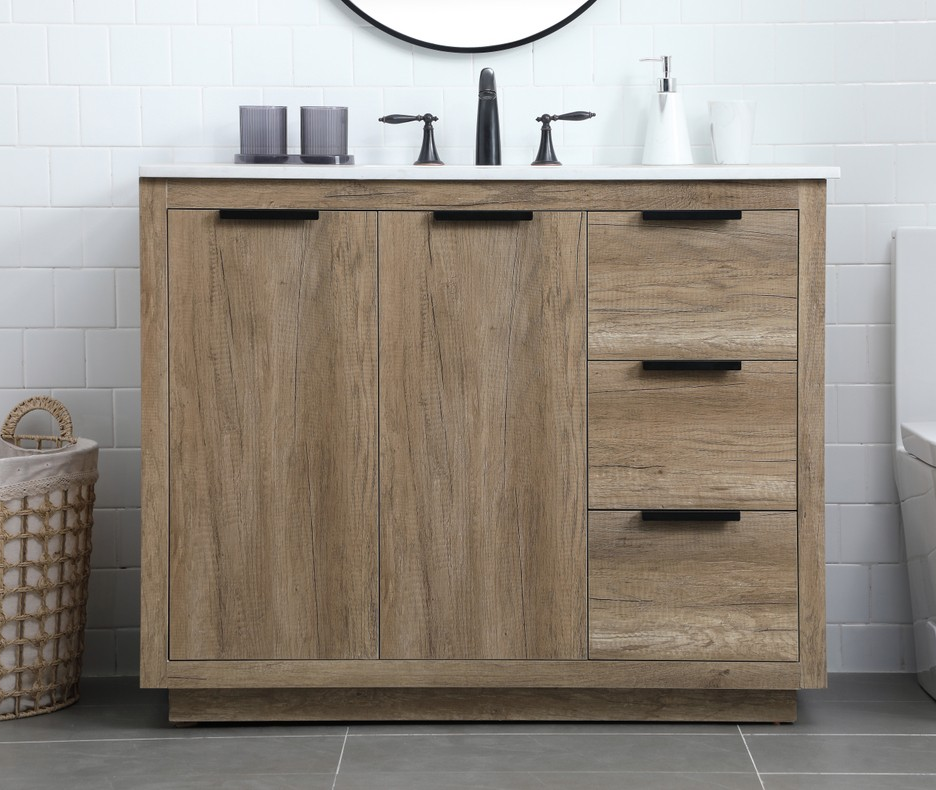 42 inch Single Bathroom Vanity in Natural Oak