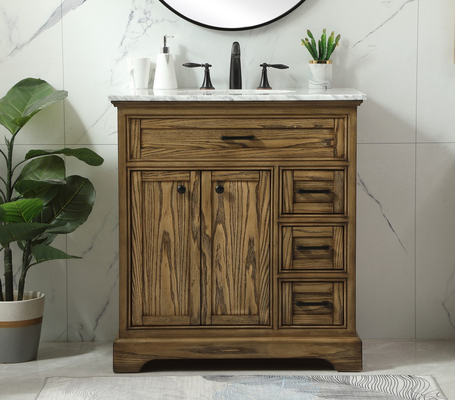 32 inch Modern Fitting Single Bathroom Vanity in Driftwood