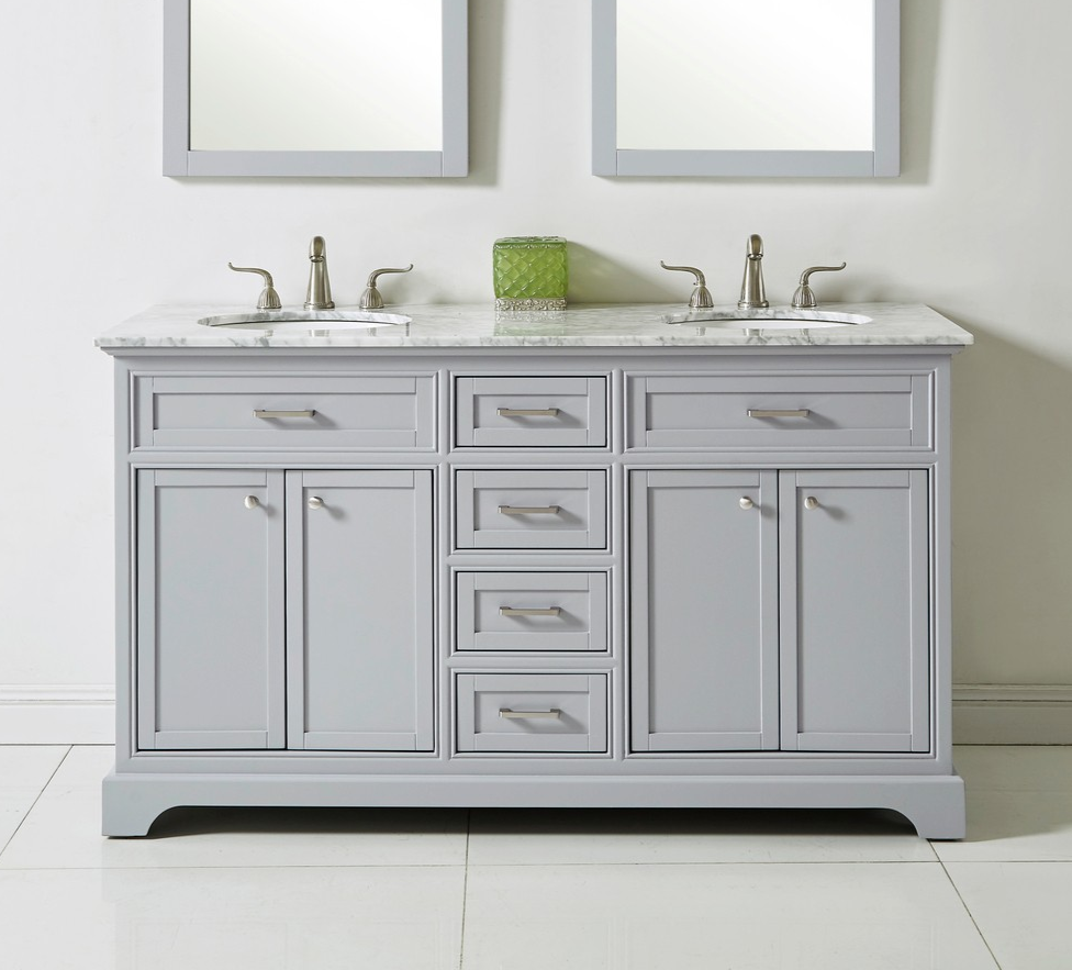 60 In. Modern Fitting Double Bathroom Vanity Set with Three Finishes Options