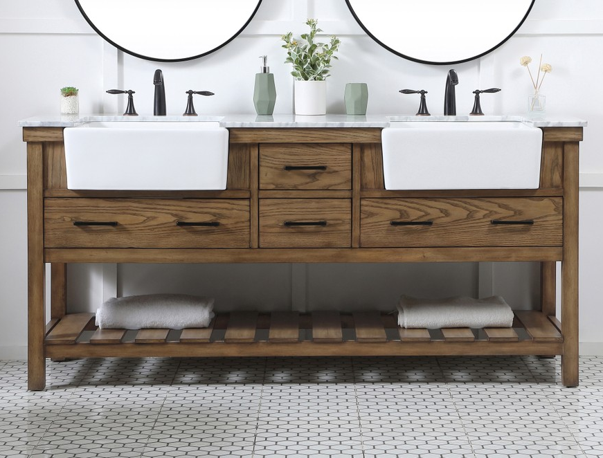 72 inch Double Bathroom Vanity in Driftwood