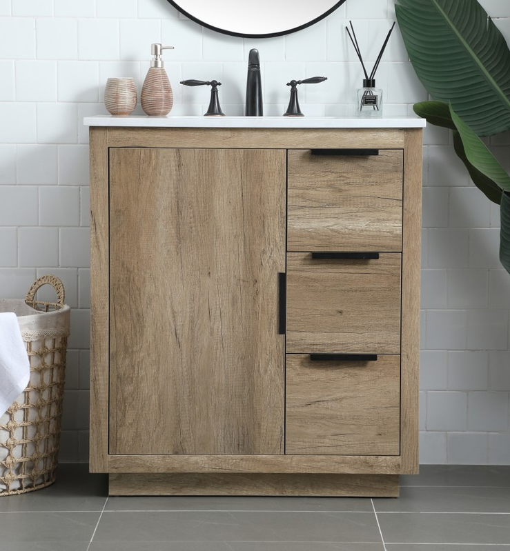 30 Inch Single Bathroom Vanity In Natural Oak