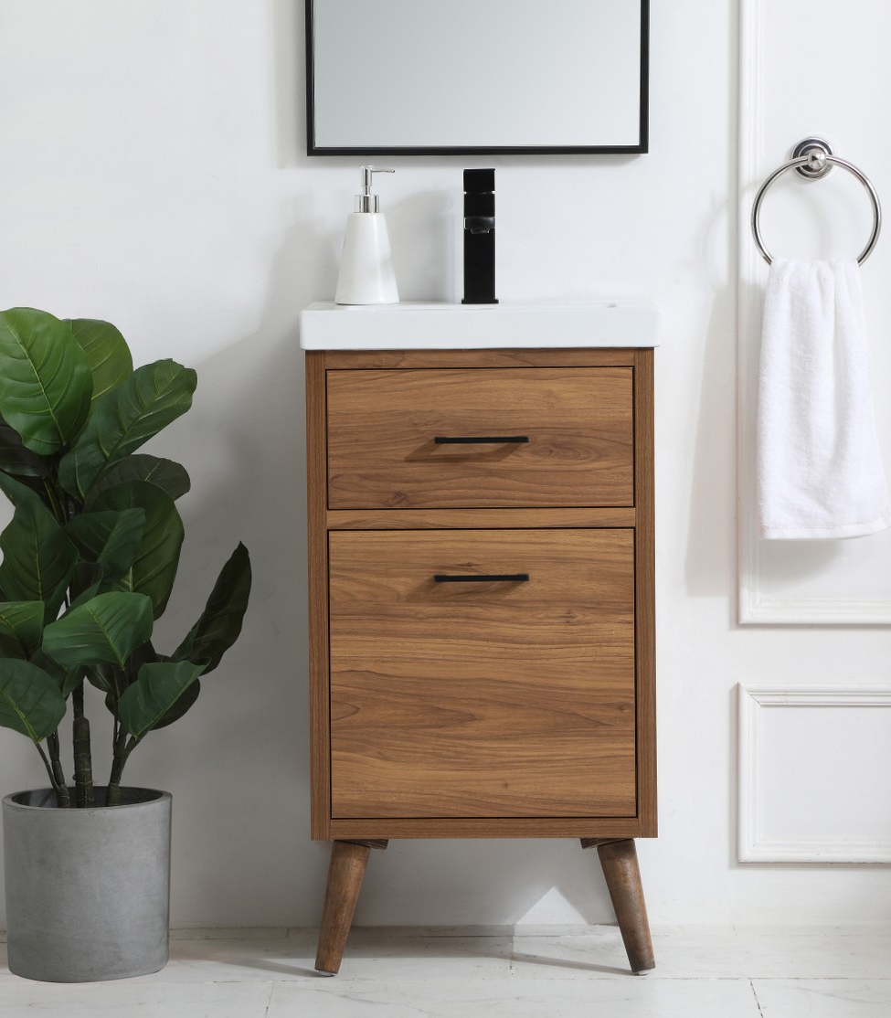 18 inch Bathroom Vanity in Walnut Brown