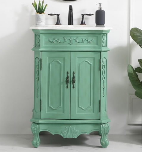 24 inch Adelina Single bathroom Vanity in Vintage Mint