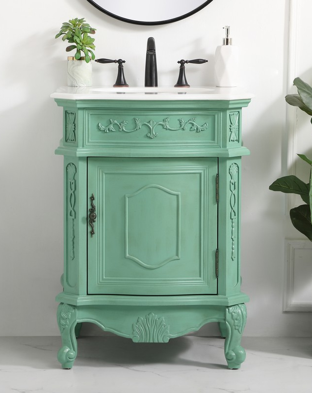 24 inch Single Bathroom Vanity in Vintage Mint