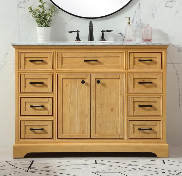 48 inch Modern Fitting Single Bathroom Vanity in Natural Wood