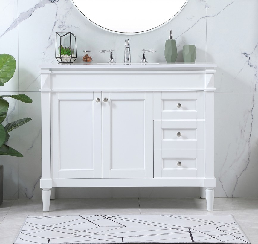 42 inch Modern Fitting Single Bathroom Vanity with Three Finish Options and Backsplash Option