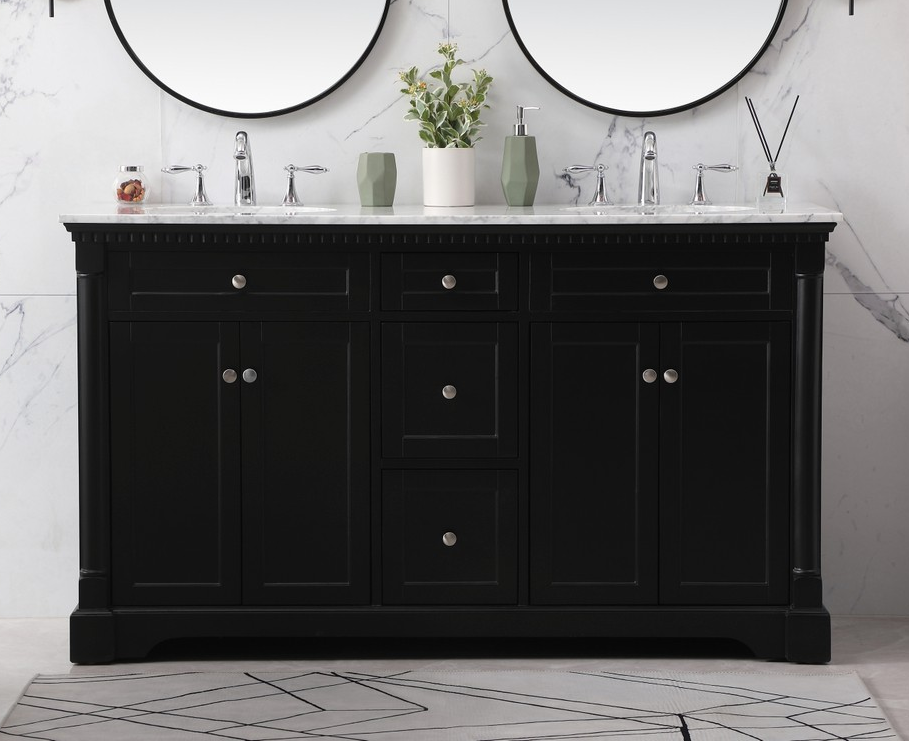 60 inch Double Bathroom Vanity set in Black