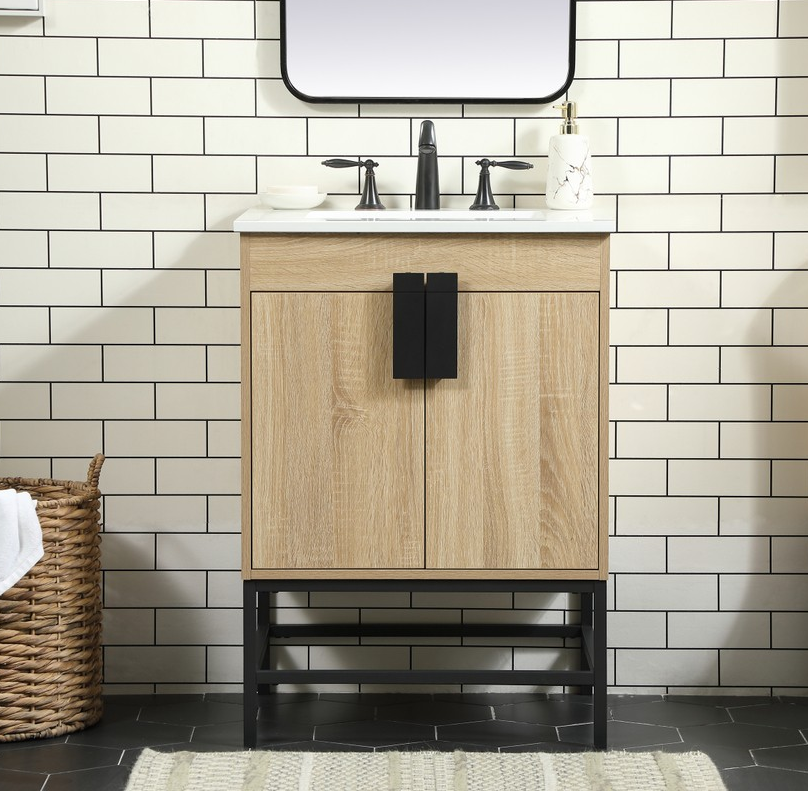 24 inch Single Bathroom Vanity in Mango Wood Finish